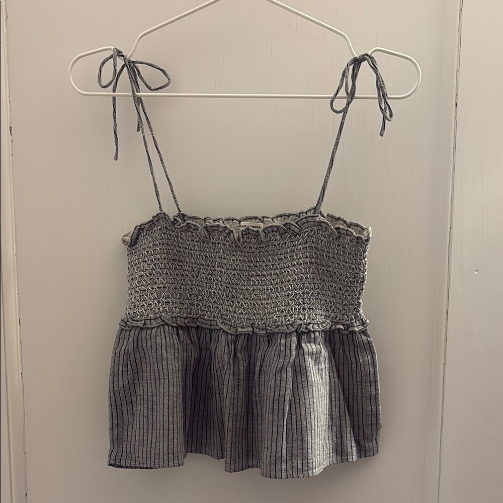 Gray Smocked Women's Crop Top
